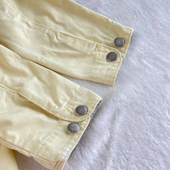 VTG Columbia Denim Jean Jacket Womens Size L Yellow Button Up Pockets Outdoors - Picture 15 of 16